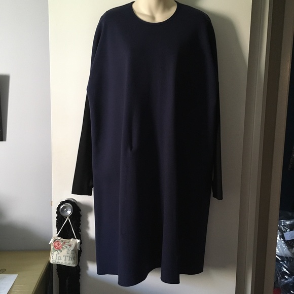 MARIE SAINT PIERRE Navy Blue Scuba Crew Midi Dress XL - Picture 1 of 5